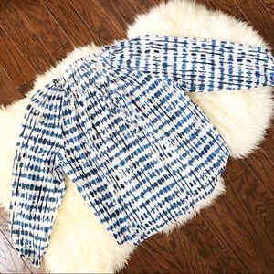 JACK Long Sleeve Blue & White Tie Dye Style Blouse